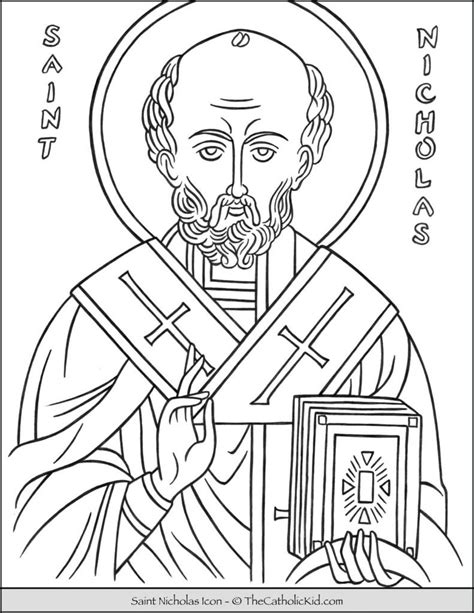 Saint Nicholas Icon Coloring Page - TheCatholicKid.com