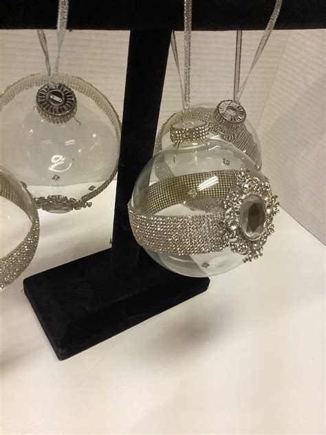 Glass Christmas Ornaments With Silver and Clear Embellishments - Etsy