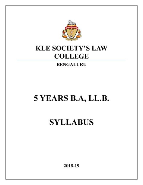 5 Yrs BA LLB Syllabus - KLE SOCIETY’S LAW COLLEGE BENGALURU 5 YEARS B, LL. SYLLABUS 2018- KLE ...