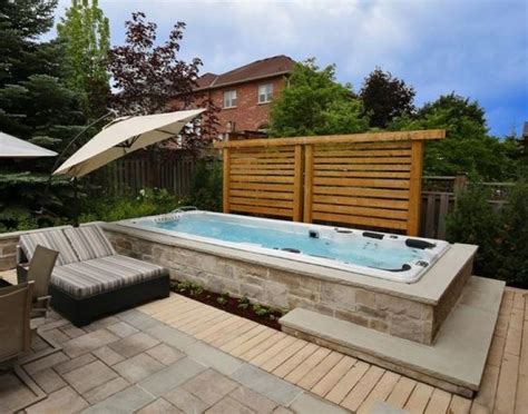 Gorgeous Backyard Swim Spa Installation Ideas | Backyard spa, Swim spa landscaping, Pool hot tub