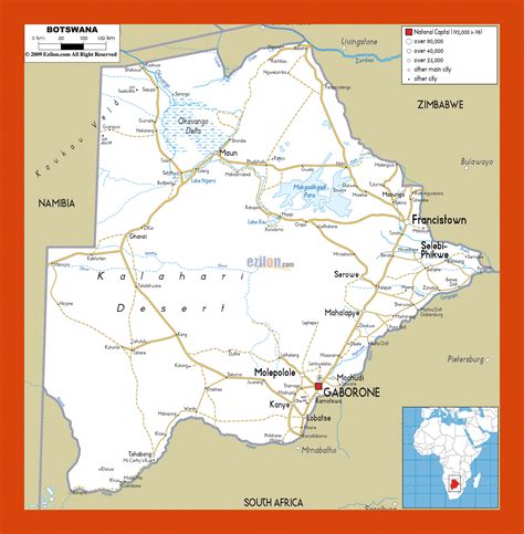 Road map of Botswana | Maps of Botswana | Maps of Africa | GIF map ...