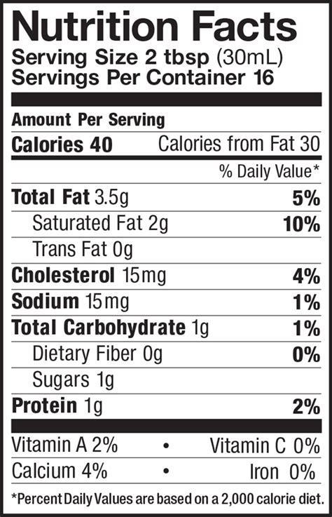 Half and Half Nutritional Information - Pint - Five Acre Farms