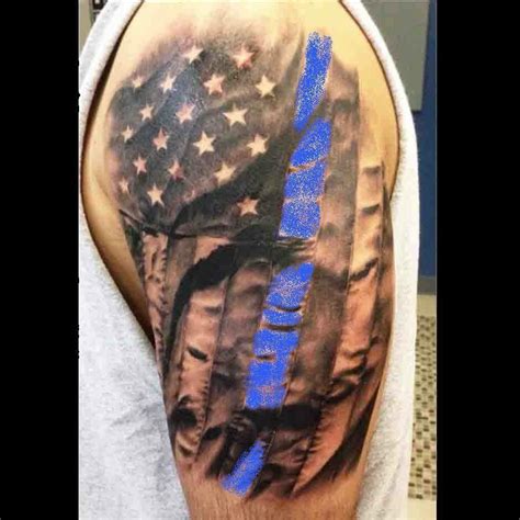 LEO Blue line tattoo | Patriotic tattoos, American flag tattoo, Flag tattoo