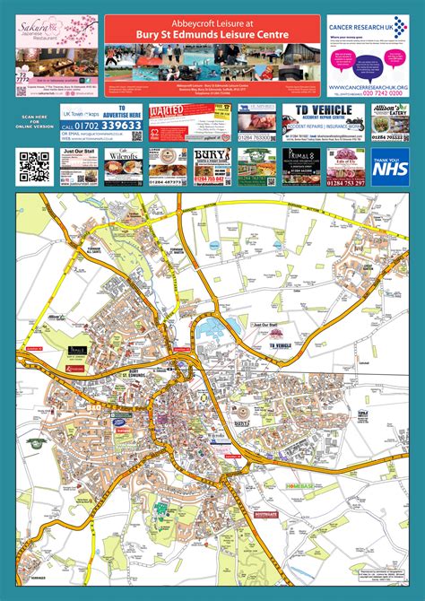 Bury St Edmunds Sited Map : UK Town Maps