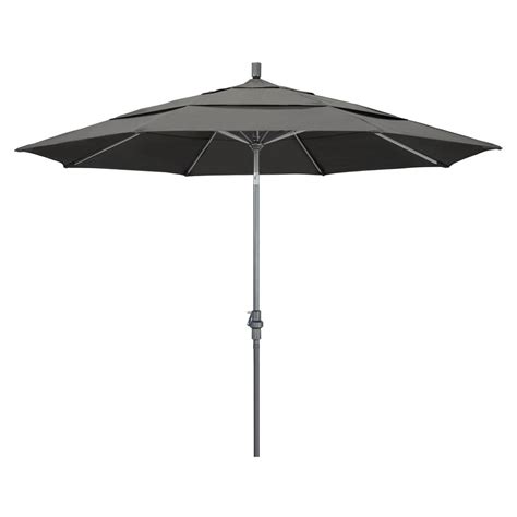 California Umbrella 11 ft. Hammertone Grey Aluminum Market Patio Umbrella with Crank Lift in ...