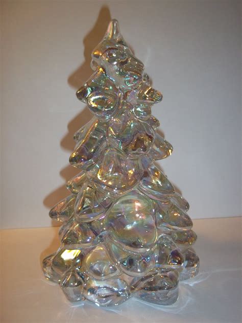 Mosser+Glass+CRYSTAL+CARNIVAL+Iridized+5.5"+CHRISTMAS+TREE+Figurine+Made+In+USA! | Fenton glass ...