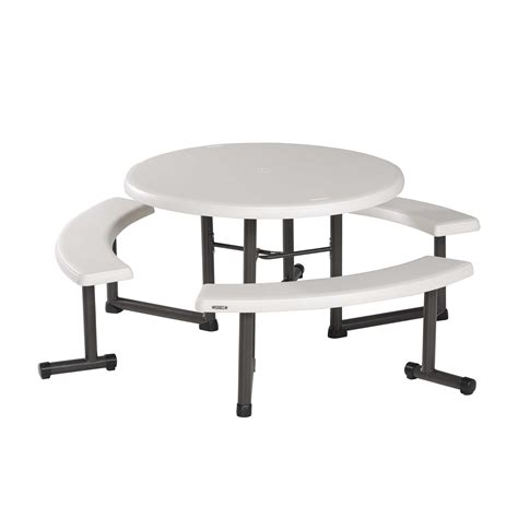 Lifetime Plastic Round Picnic Table, Almond 260205 - Walmart.com ...