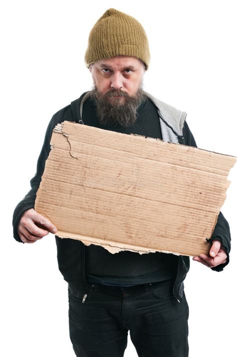 Homeless Man Holding Cardboard Sign Royalty Free Stock Photo - Image ...