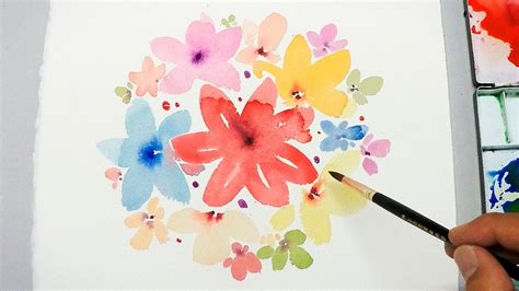 [LVL1] Watercolor Tutorial : Painting Easy Simple Flowers - YouTube