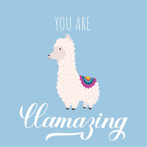 linda alpaca de dibujos animados y letras dibujadas a mano que estás ...