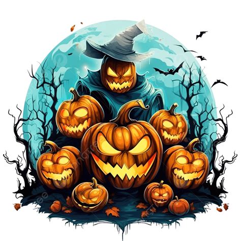 Full Moon Night With Spooky Jack O Lanterns And Monsters For Halloween Night, Halloween Night ...
