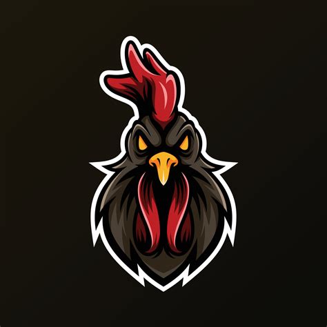 Rooster Head Mascot Logo Vector Illustration Design - Animals Mascot ...