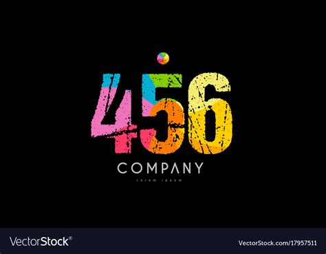 456 number grunge color rainbow numeral digit logo