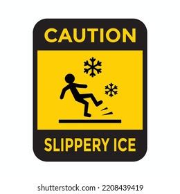 Slippery Ice Yellow Warning Sign Vector Stock Vector (Royalty Free ...