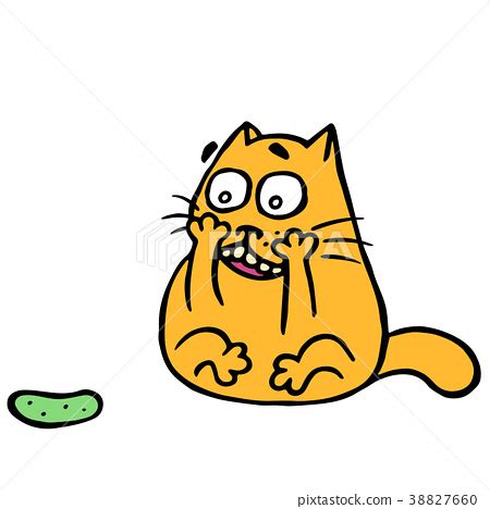 Cute cat was frightened of the cucumber. Vector - Stock Illustration [38827660] - PIXTA