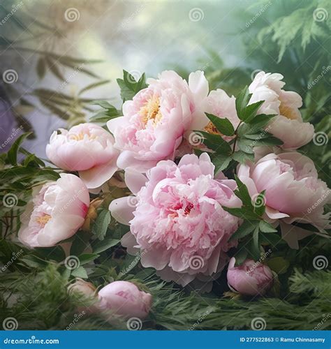 Soft Pink Peonies Flowers Background Stock Illustration - Illustration of color, center: 277522863