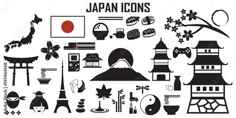 japan, japanese, flat icons. mono vector symbol Stock Vector | Adobe Stock