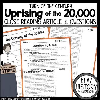 Uprising of the 20,000 Close Reading Article & Question Set by Truscott Teaches