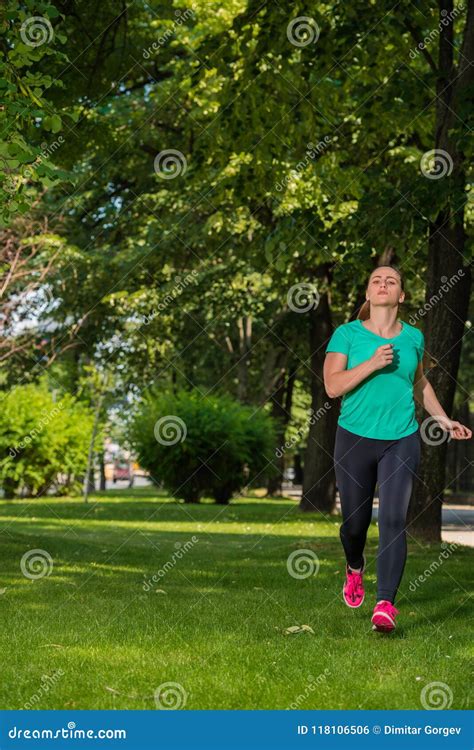 Young Fitness Woman Jogging on the Park Stock Photo - Image of park ...