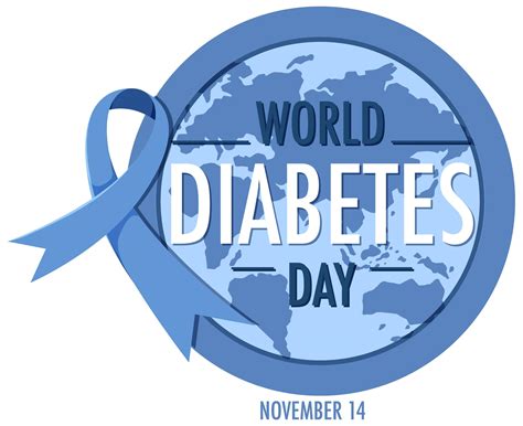 World Diabetes Day banner with blue ribbon and globe 1522136 Vector Art ...