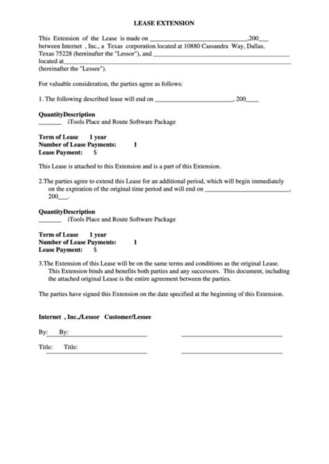 Lease Extension printable pdf download