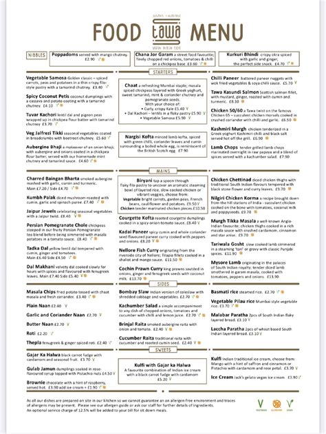 Tawa Kitchen Cambridge's full menu online