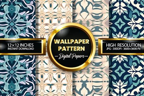 Wallpaper Pattern Digital Papers - 04 Variations (2992724)