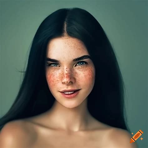 High resolution portrait of a young woman with freckles on Craiyon
