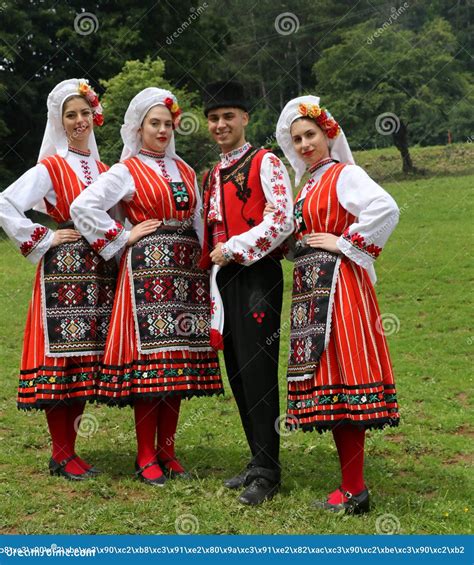 People in Traditional Authentic Folklore Costume a Meadow Editorial ...