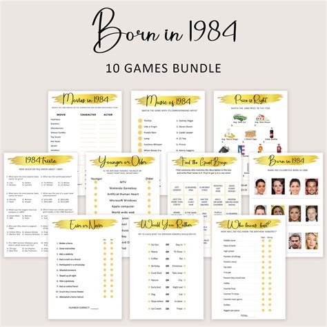 40th Birthday Games Bundle 40th Birthday Party Games 1984 - Etsy