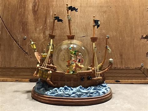 Disney Peter Pan Musical Snow Globe you Can Fly Pirate Ship Wendy Captain Hook - Etsy