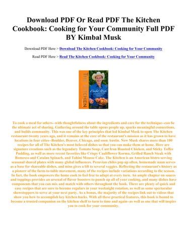 (PDF) Download The Kitchen Cookbook: Cooking for Your Community - Kimbal Musk by lelandhaney99 ...