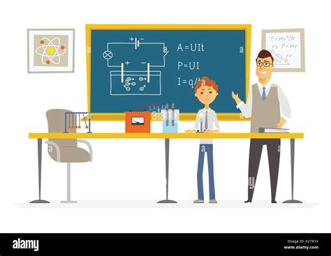 Science lesson at school - modern cartoon people characters Stock Vector Art & Illustration ...