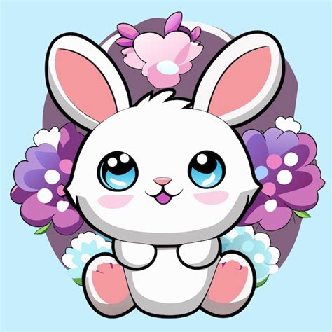 Premium Vector | Llustrate a charming fluffy bunny surrounded