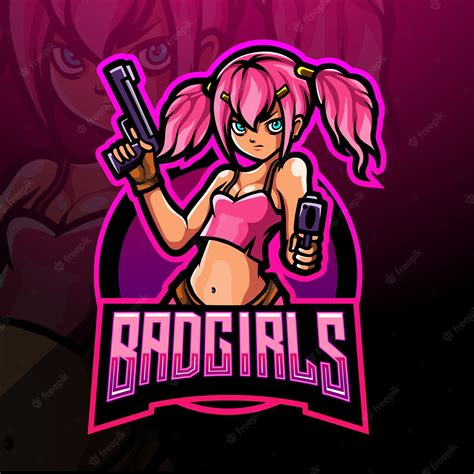 Premium Vector | Bad girl esport logo mascot design