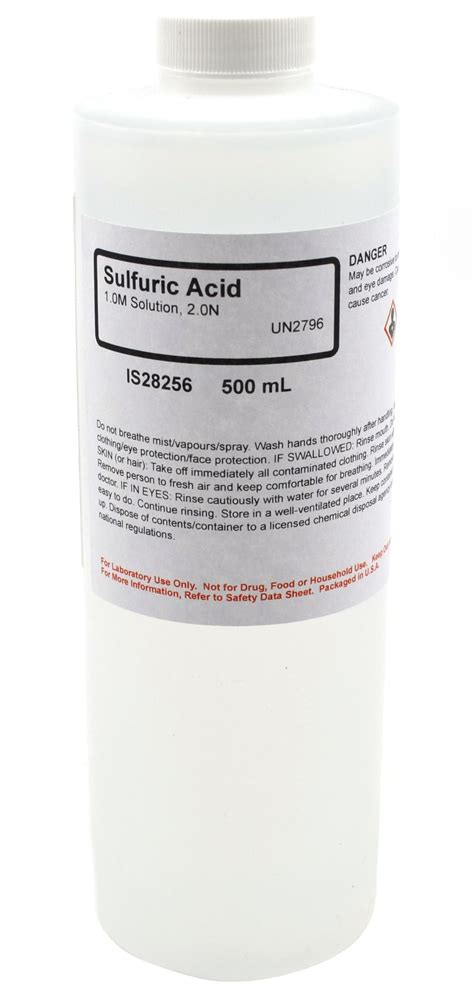 Sulfuric Acid Solution, 500mL - 1.0M - The Curated Chemical Collection ...