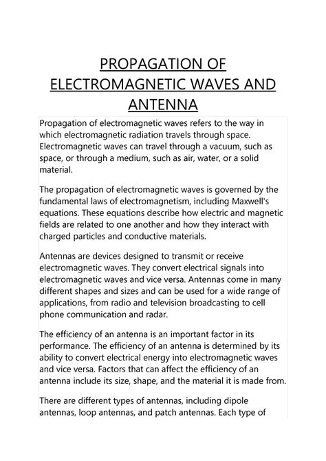 Propagation OF Electromagnetic Waves AND Antenna - PROPAGATION OF ...