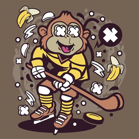 Premium Vector | Monkey Hockey