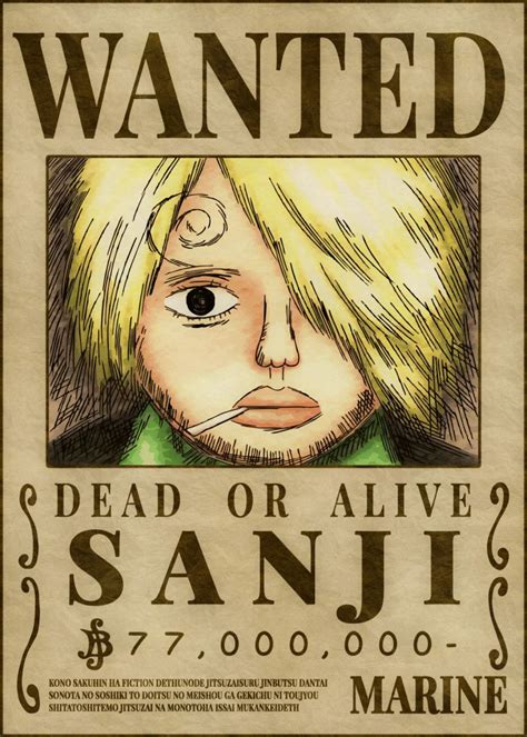 One Piece Poster Wanted Sanji New 2 52x35cm Abystyle