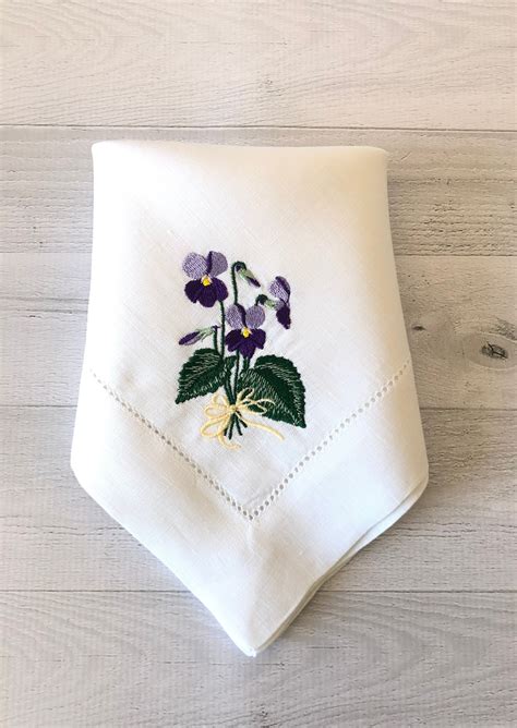 Embroidered Linen Napkins. Cloth Dinner Napkin. Embroidered Violets ...