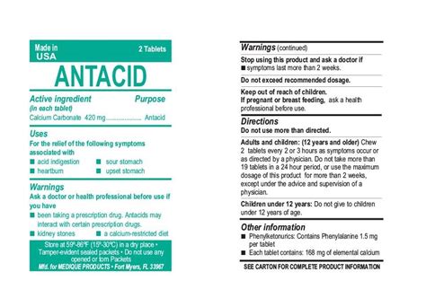 PhysiciansCare Antacid (Acme United Corporation) CALCIUM CARBONATE ...