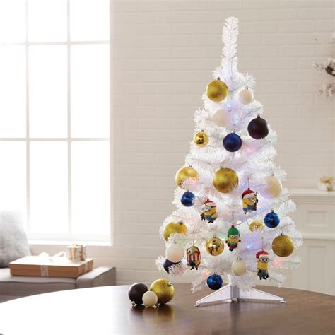 3-ft Small Tabletop Christmas Tree | White | Pre-Lit LED Lights – NOMA