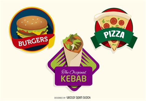 3 Colorful Fast Food Logos Free Vector Fast Food Logos Logo Food Pizza Logo