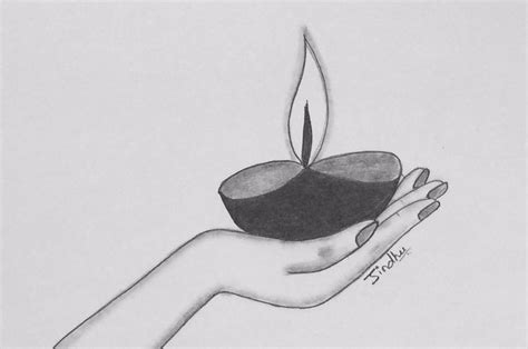 Diya in Hand Pencil Sketch | Pencil drawings, Art academy, Sketches