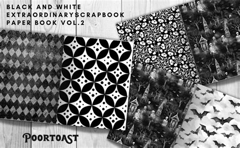 Black and White Extraordinary Scrapbook Paper Book Vol.2: Decorative Sheets Double Sided Craft ...