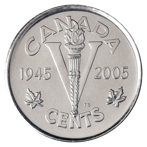 2005-P (1945-) Canadian 5-Cent Victory VE-Day 60th Anniv Nickel Coin ...