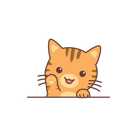 Cute orange cat waving paw cartoon 2497270 Vector Art at Vecteezy