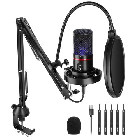 FIFINE USB Gaming Microphone Kit For PC,PS4/5 Condenser Cardioid Mic Set With Mute Button/RGB ...