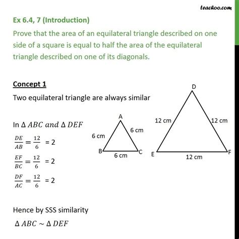 Prove that the area of the equilateral triangle described on the side of a square is half the ...