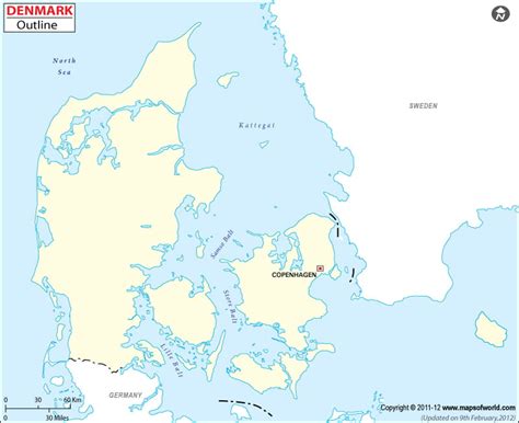 Denmark Map Outline | Blank Map of Denmark